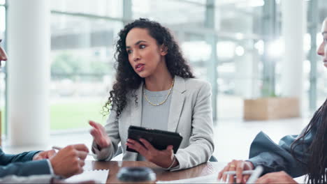 business woman, meeting and speaking