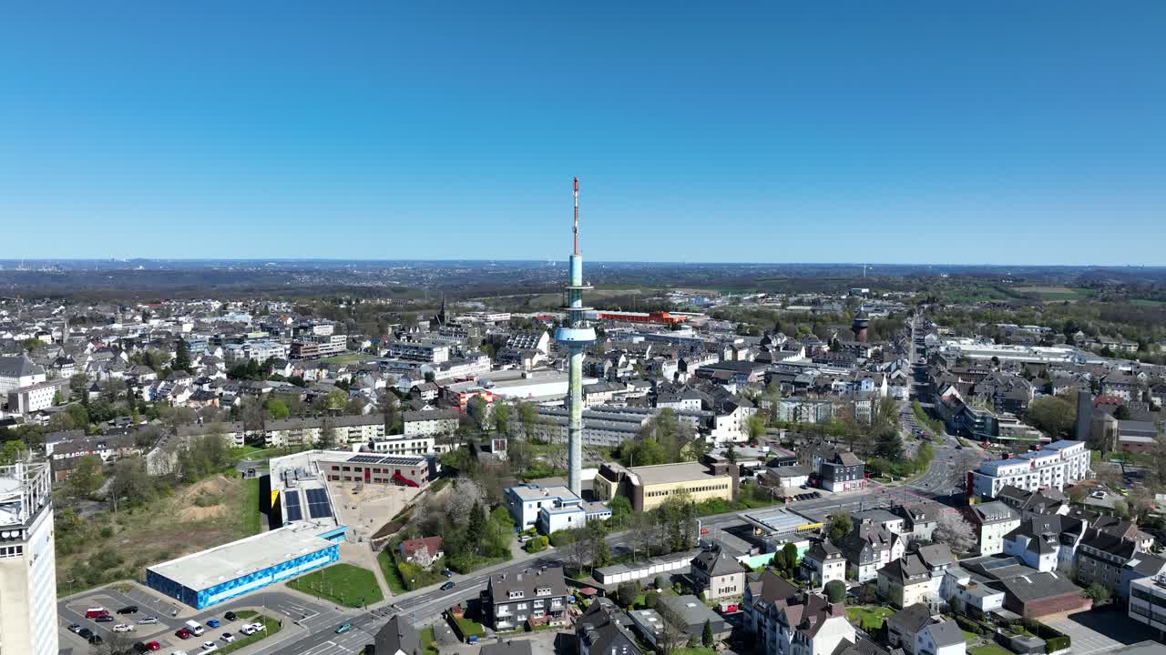 Telebert, broadcasting tower in Germany. Aerial view. Telebert, broadcasting tower in Germany. Aerial drone view.