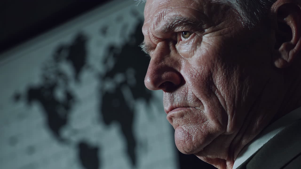 Serious Older Man in Profile View