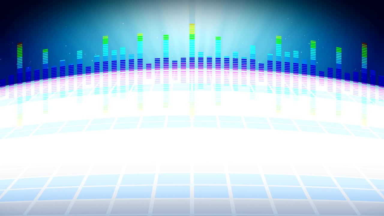 파티를위한 다채로운 음파. 디스코 배경. 추상적인 다채로운 파동 패턴. 음악 이라이저의 루프 애니메이션.