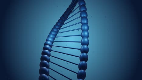 animation of dna strand over light spots on blue background