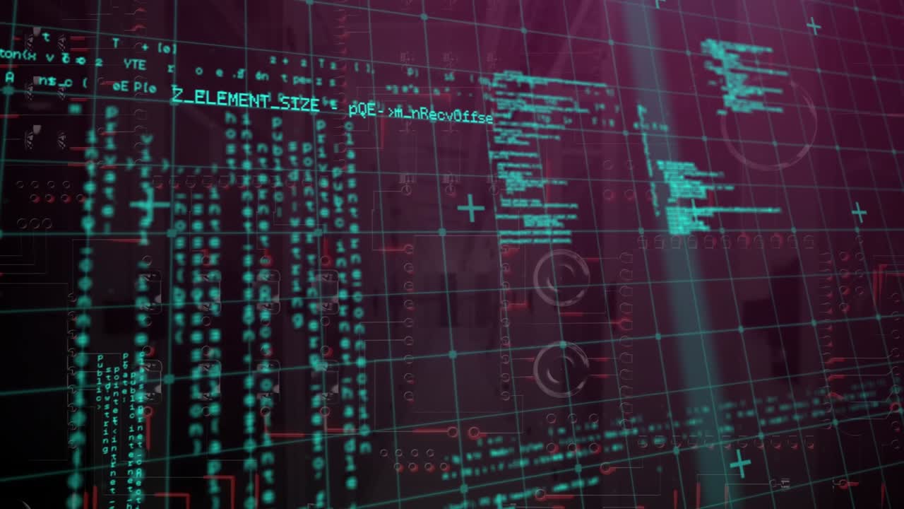 Animation of data processing in green over servers
