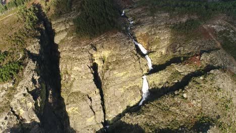 Fisgas-de-ermelo-waterfall-drone-aerial-view-in-Mondim-de-Basto,-most-beautiful-in-Portugal
