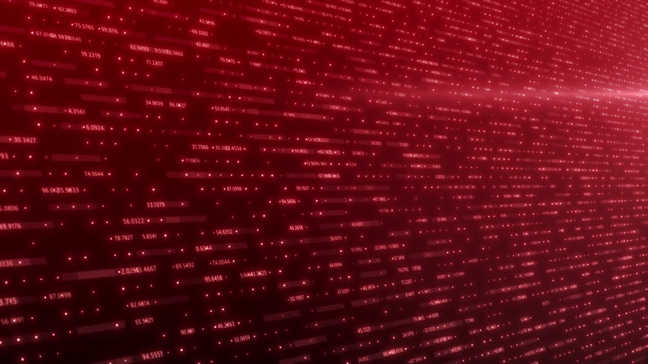Futuristic Information Red Technology Background: High-Tech Binary Code Animation