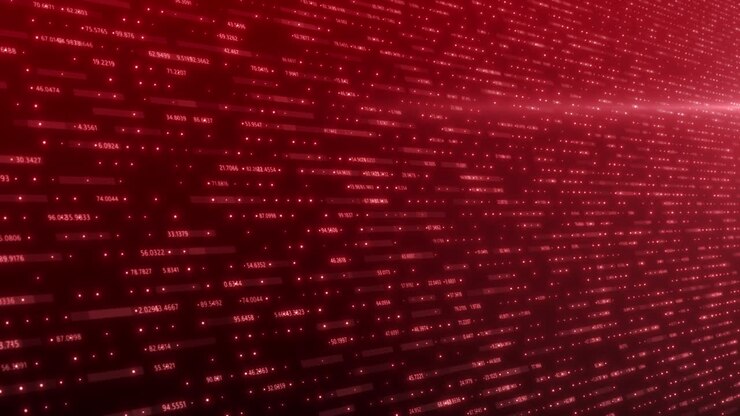 Futuristic Information Red Technology Background: High-Tech Binary Code Animation