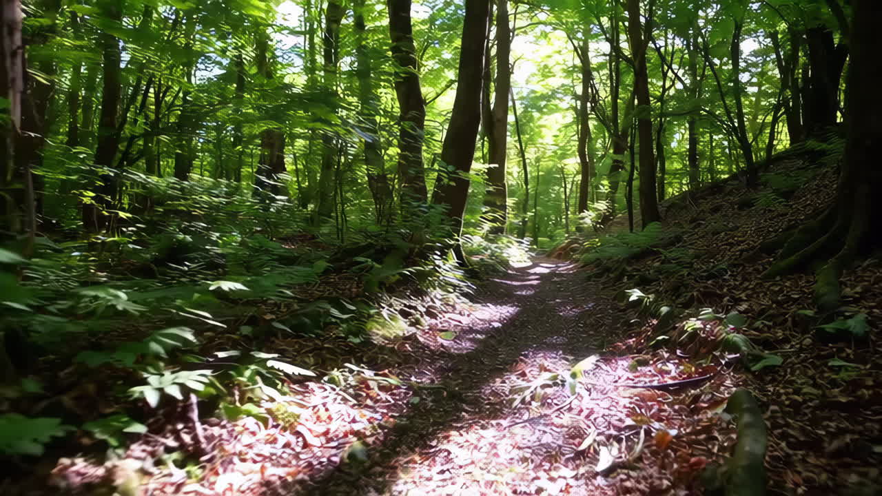 camino del bosque iluminado por el sol