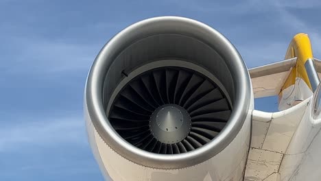 close-up view of a jet turbine