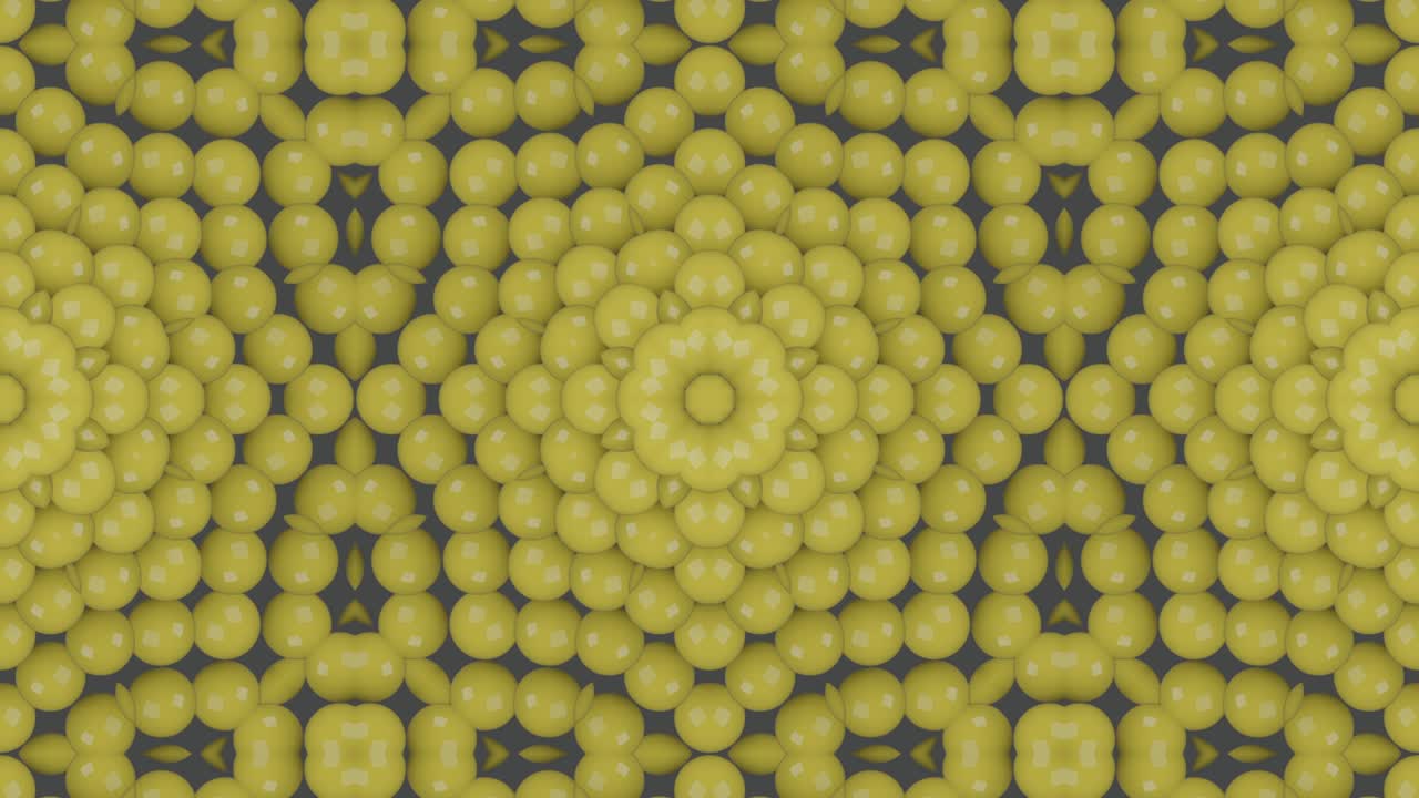 bolas amarillas en un patrón de mosaico animado abstracto. fondo con un simple gráfico de movimiento de bucle sin costuras