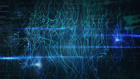 animación de la red de conexiones con procesamiento de datos