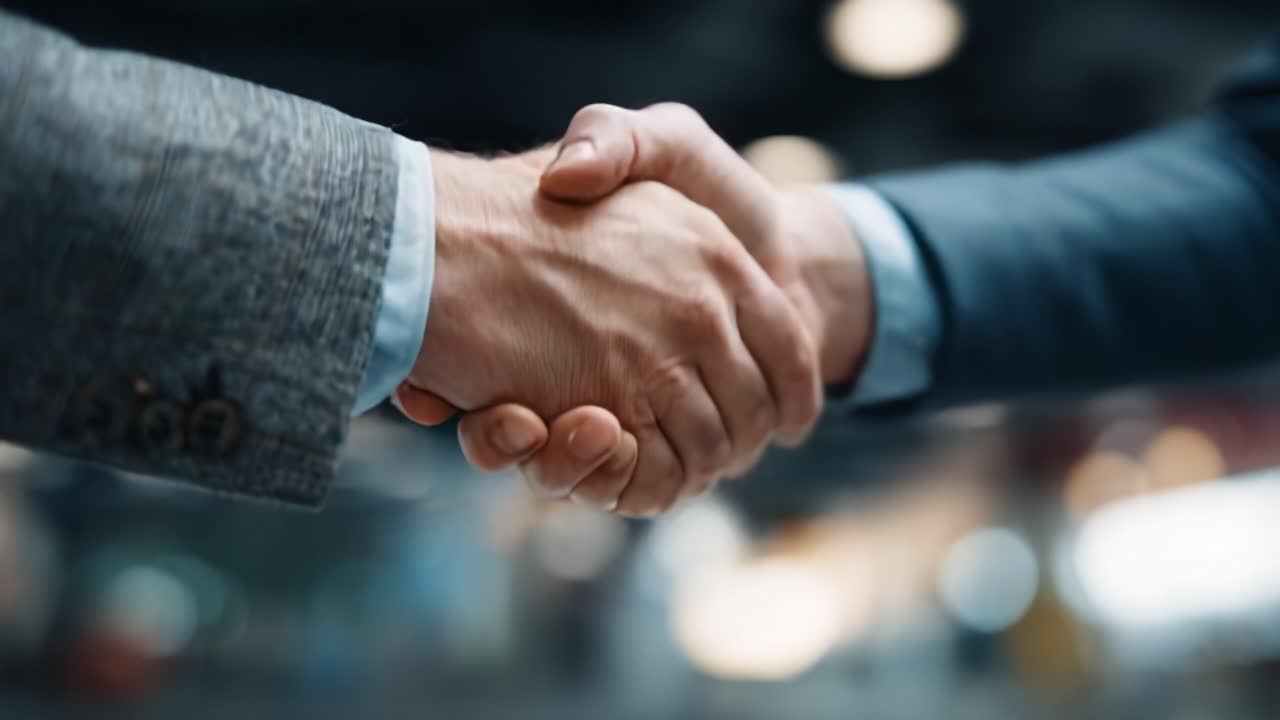 Simbolo di stretta di mano professionale che simboleggia una collaborazione di successo tra due persone in un contesto aziendale, a significare fiducia e collaborazione