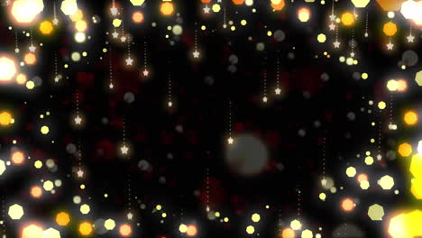 animation of christmas fairy lights flickering over black background