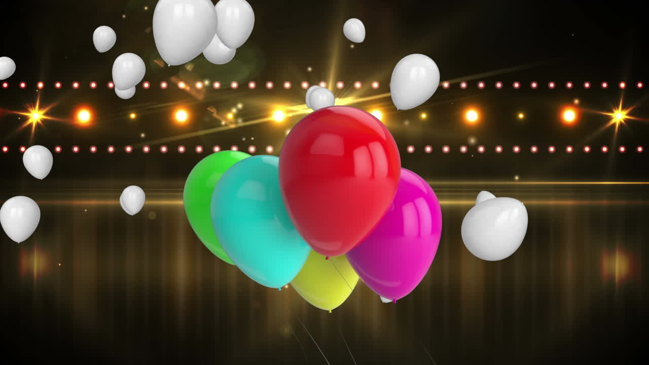 animación de globos flotando sobre las luces de la discoteca