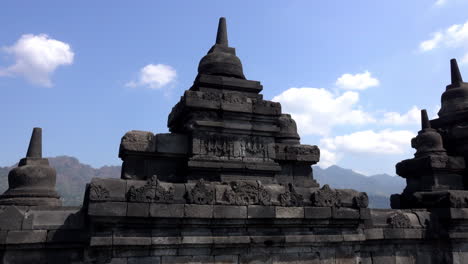 stone stupas on the ancient temple of borobudur.