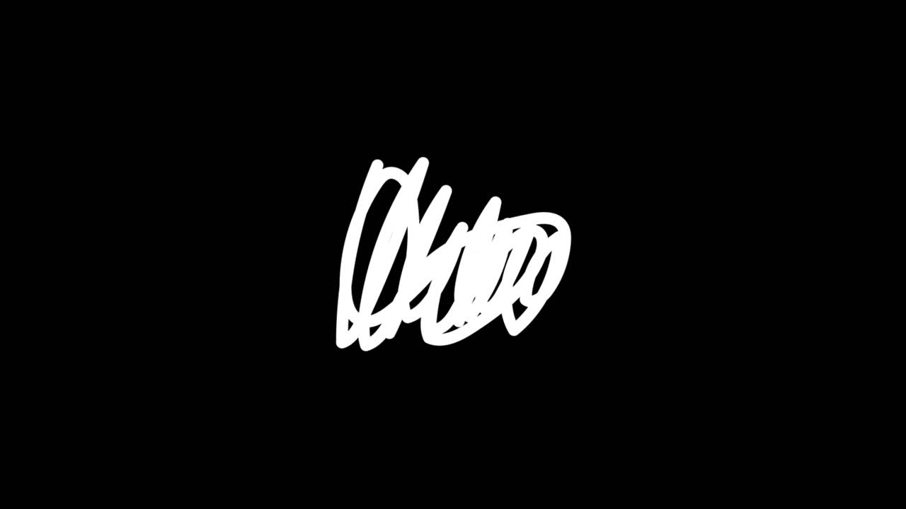 Animated White Scribble Lines Drawing on Black Background