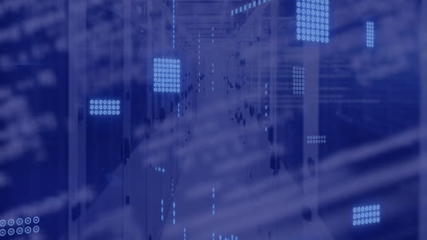 animación de placas de circuitos y procesamiento de datos a través de servidores informáticos