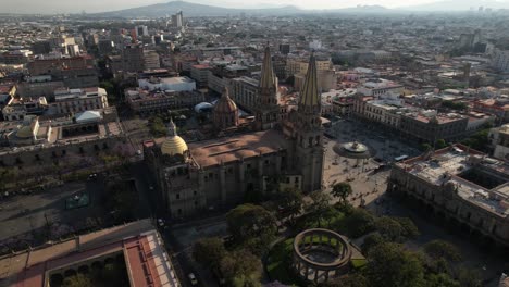 guadalajara aerial of catedral de guadalajara mexico and parque de los jalisciences