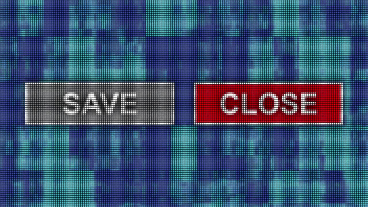 сохранение кнопок закрытия пиксельной анимации экрана компьютера