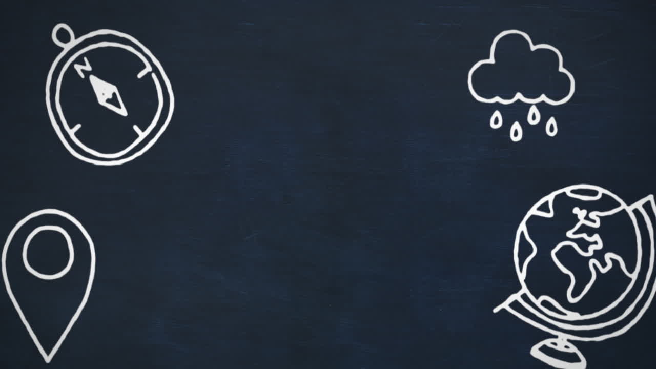 학교 아이템의 애니메이션 그림은 복사 공간과 함께 보드 위에 있습니다.