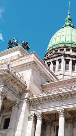 vertical view of national congress building of argentina, buenos aires city daylight skyline