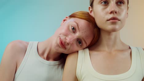 close-up portrait of two women