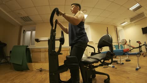 boy with disabilities  patient going through physical rehabilitation therapy.