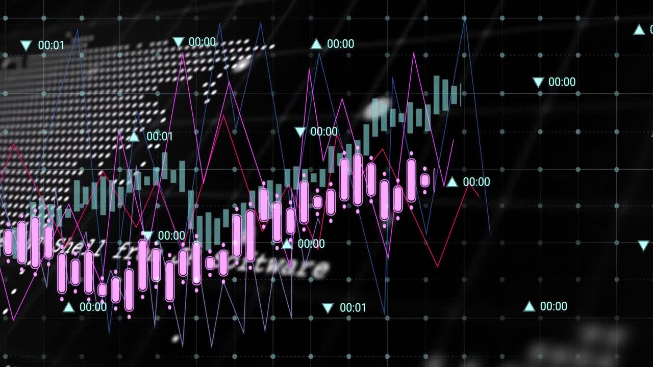 Animation af databehandling over verdenskort på sort baggrund