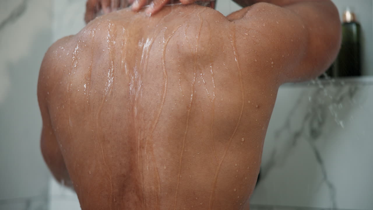 Man showering