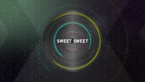 animación de texto dulce sobre círculos de colores de fondo