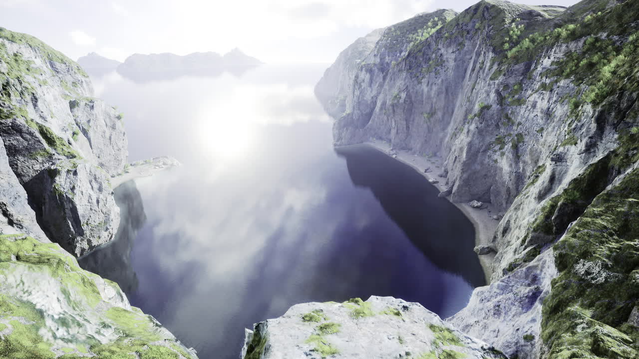 Stunning view of a calm lake surrounded by rocky cliffs in nature