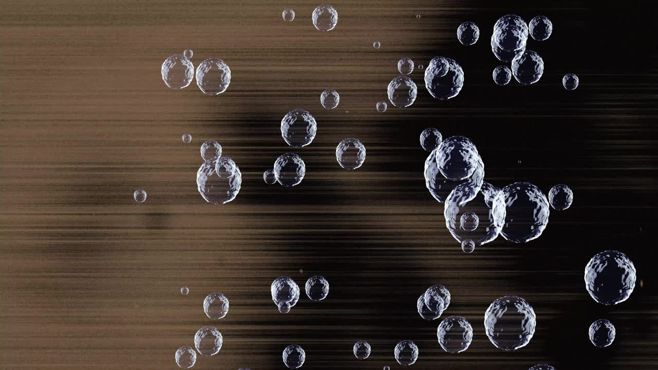 Animation of bubbles and moving trails on black background