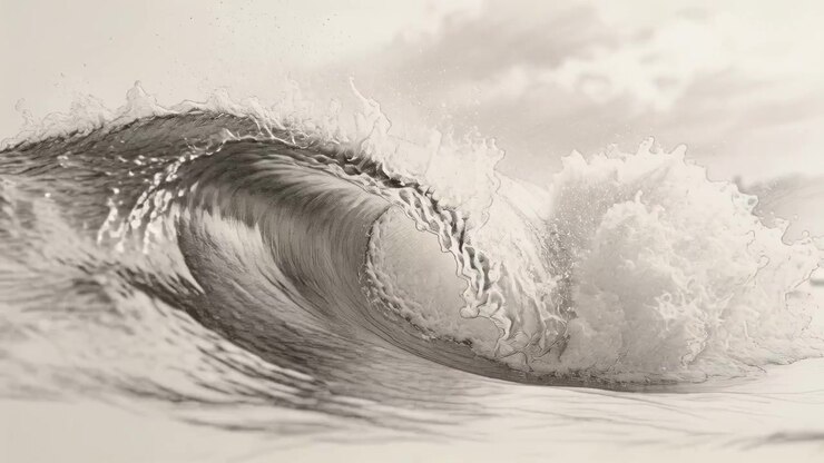 Rising swell from left forcing breaking ocean wave into curling barrel and collapsing at waterline