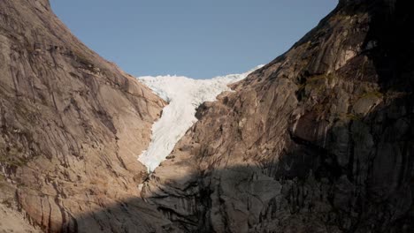 aerial view of brikdalsbreen glacier in highlands of norway