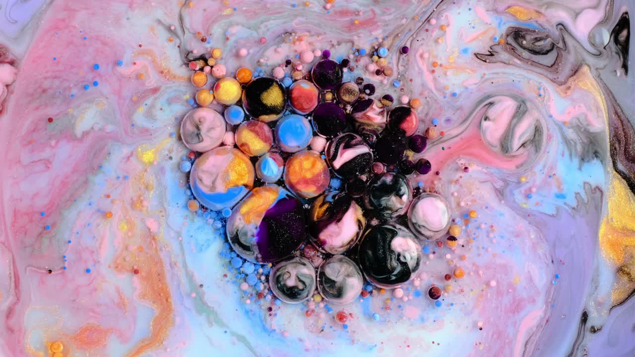 다채로운 페인트와 거품 추상적인 배경 4k 비디오