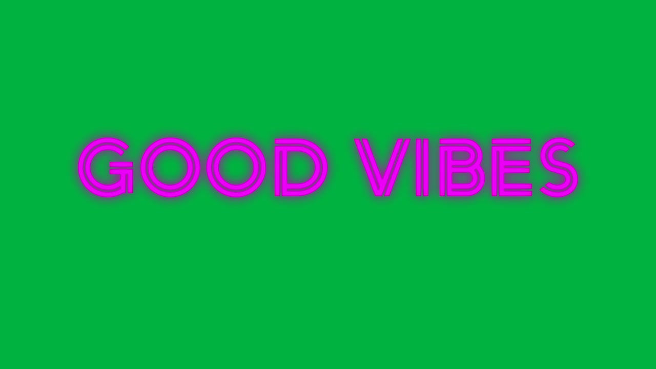Animasjon av «good vibes»-tekst i rosa neon, med forstyrrelser på gjennomsiktig bakgrunn