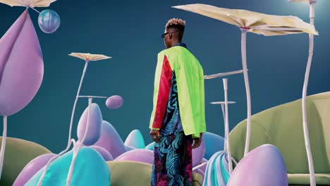 colorful fashion portrait in surreal setting