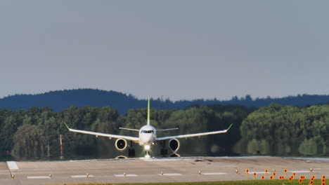 airplane landing on runway