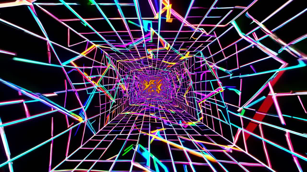 Neon Tunnel Abstract Grid