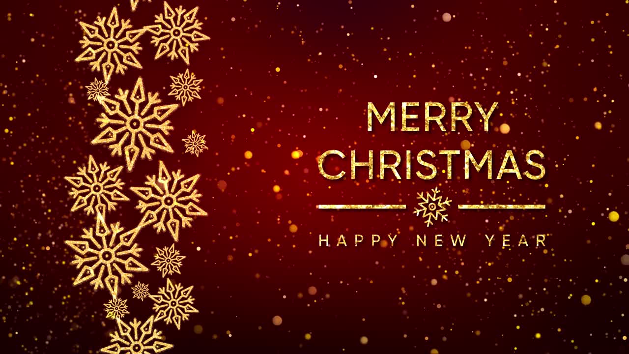 Christmas and New Year Background with Gold Snowflakes