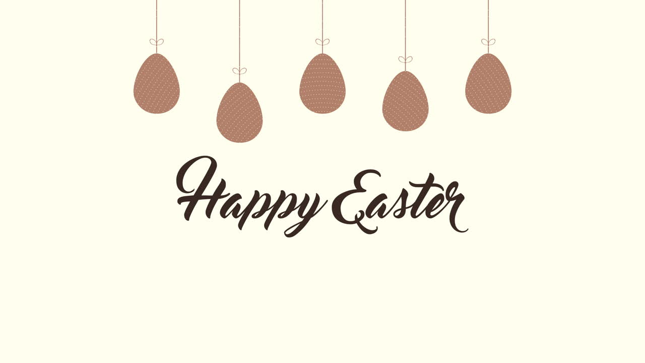 Testo animato in primo piano Buona Pasqua e uova su sfondo marrone