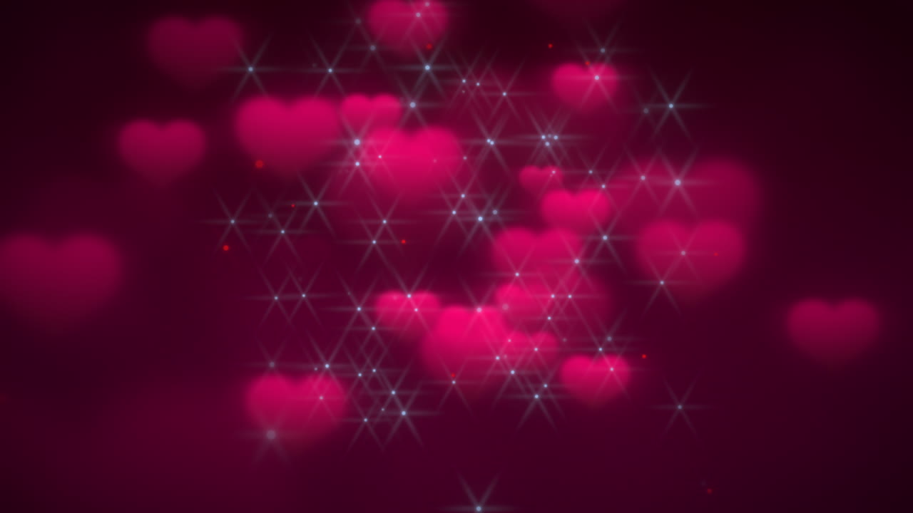 volar brillos azules y corazones de san valentín en el cielo romántico