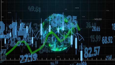 animación del procesamiento de datos financieros en todo el mundo con conexiones