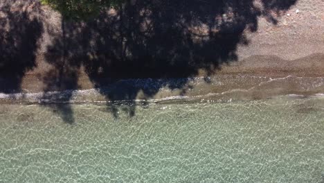 Flache-Bucht,-Ruhige-Und-Glitzernde-Wellen,-Die-An-Einem-Sonnigen-Tag-Auf-Den-Sandstrand-Treffen