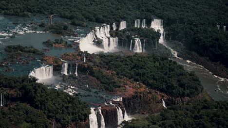 aerial view of iguacu falls and lush forest in argentina and brazil