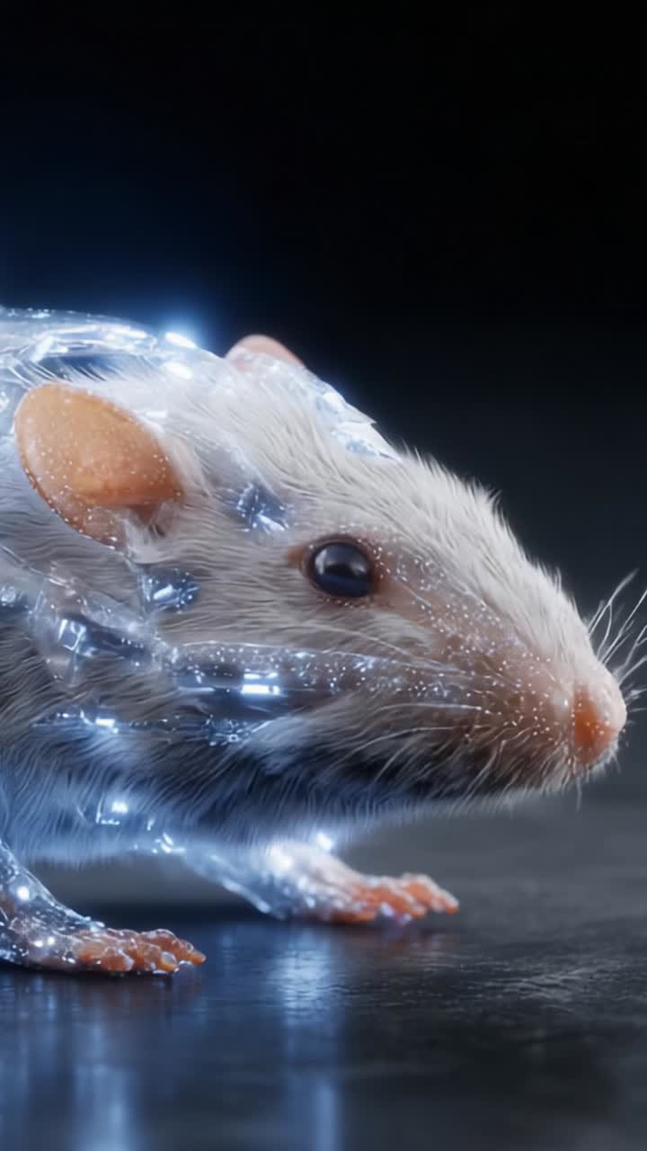 Un roditore luminoso: un'affascinante esplorazione visiva di un topo adornato con luci scintillanti e texture brillanti, che cattura l'essenza della natura e della tecnologia