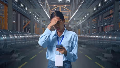 woman stressed in factory