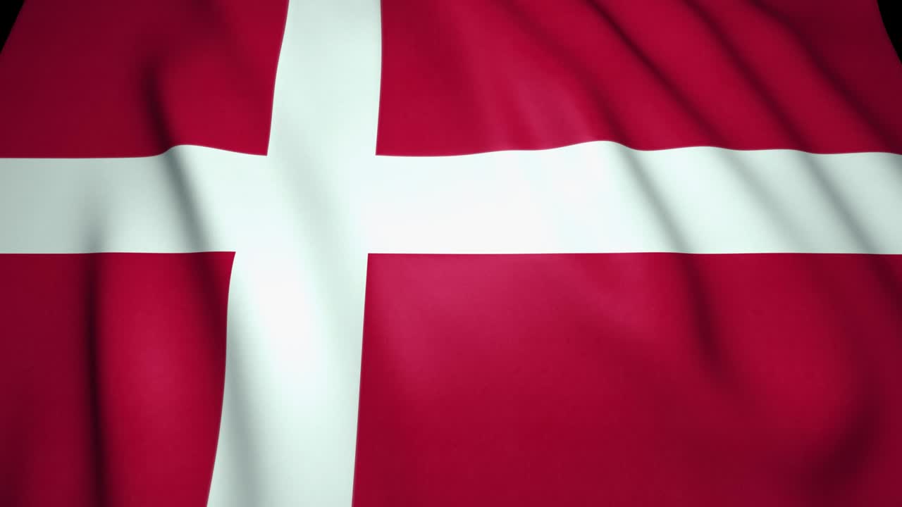 Viftende realistisk Dannebrog, 4K-baggrund, loop-animation.