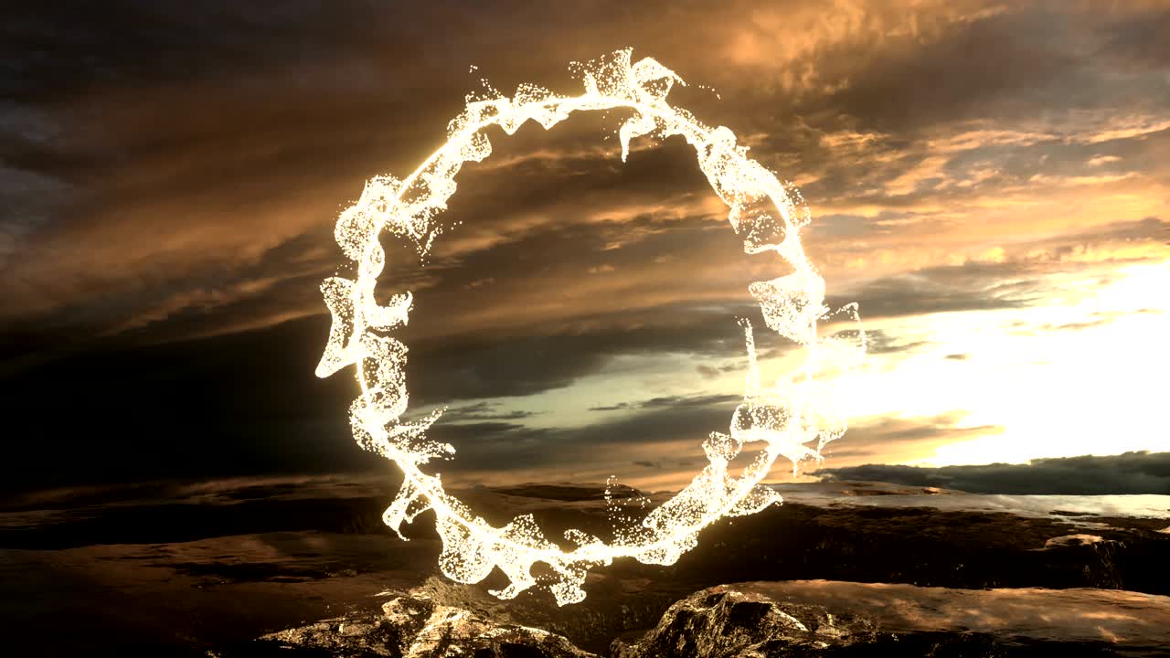 4K Abstract Ring of Particles in a Nature Setting.