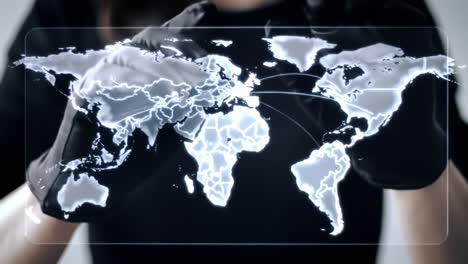 exploring global connectivity: an innovative representation of the world map showcasing international links and data flow between continents