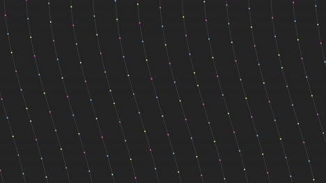 futuristic dots and waves pattern on black gradient