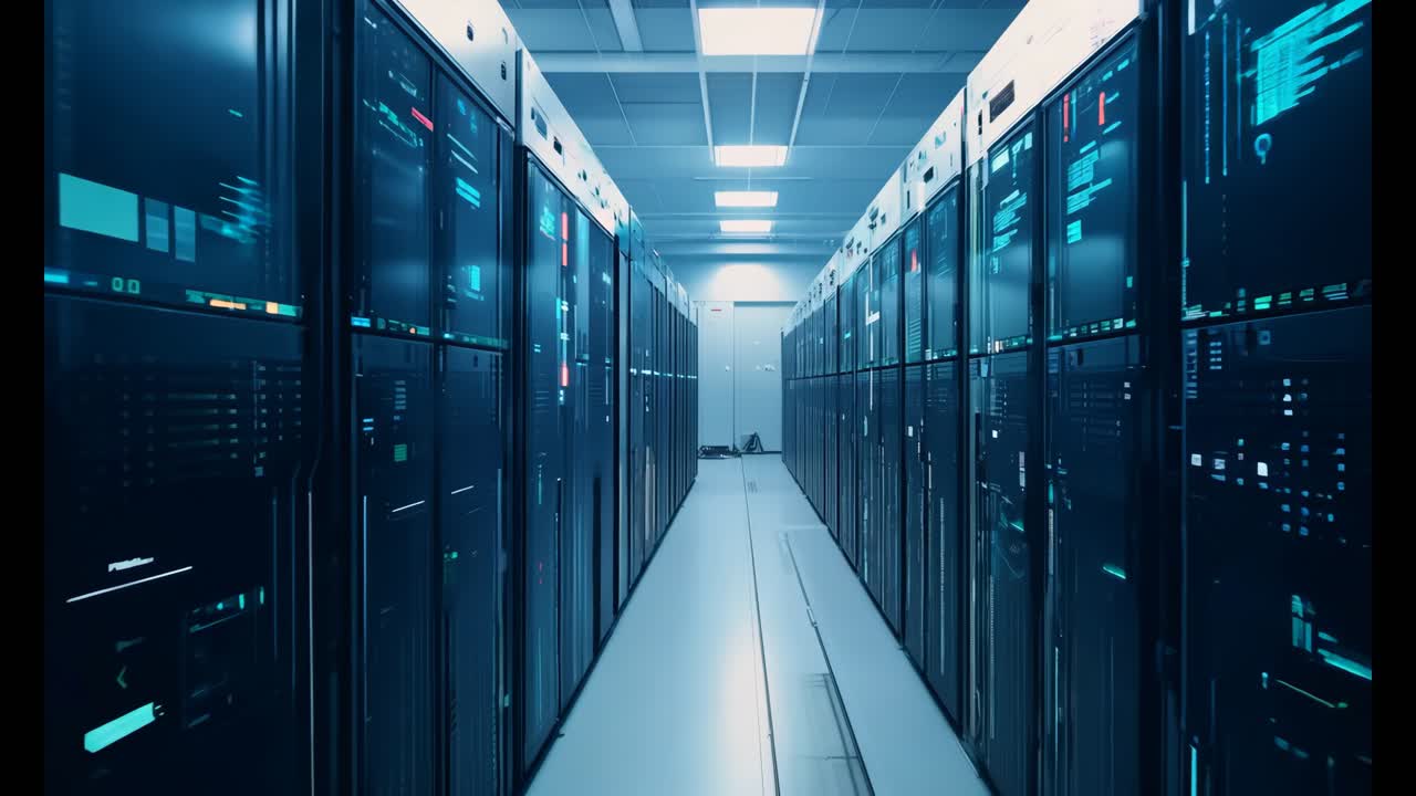 Discovering a contemporary data center setting featuring cutting-edge technology and strategically organized server configurations